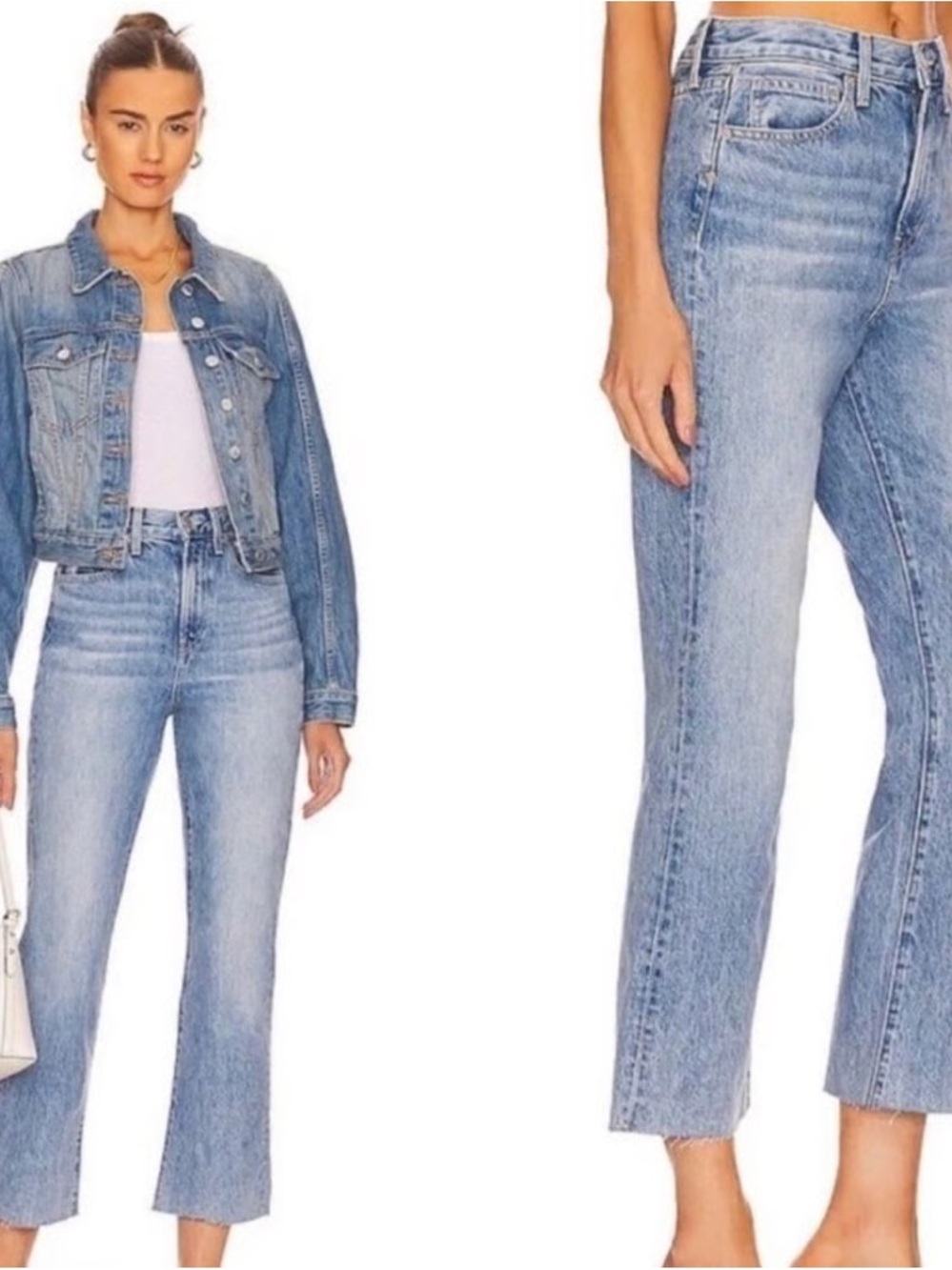 Veronica Beard Carly Kick-Flare High Rise Jeans – Pebble Stone Wash (Size 28)